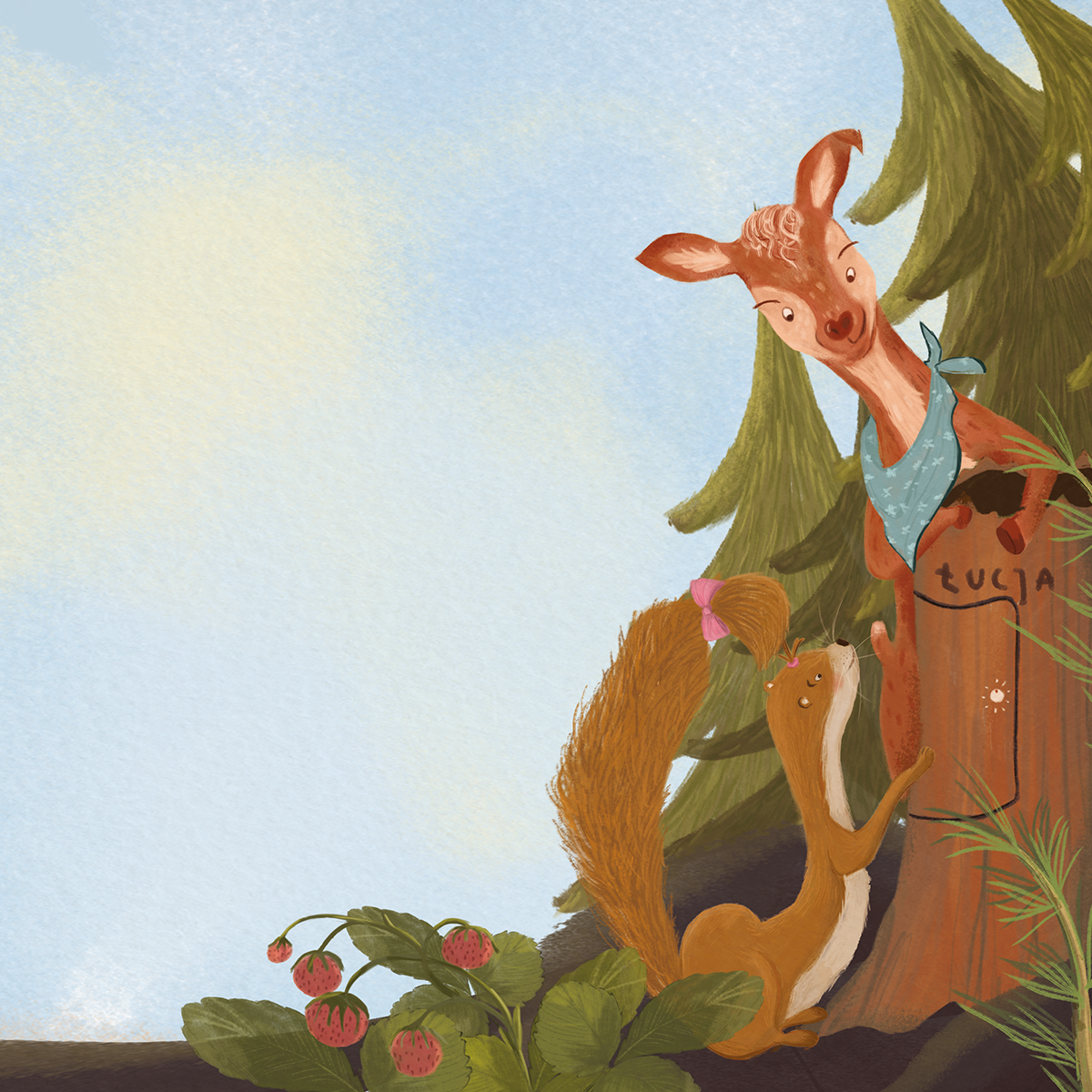 Przyjaźń kredki i robaki - sarna Sandra