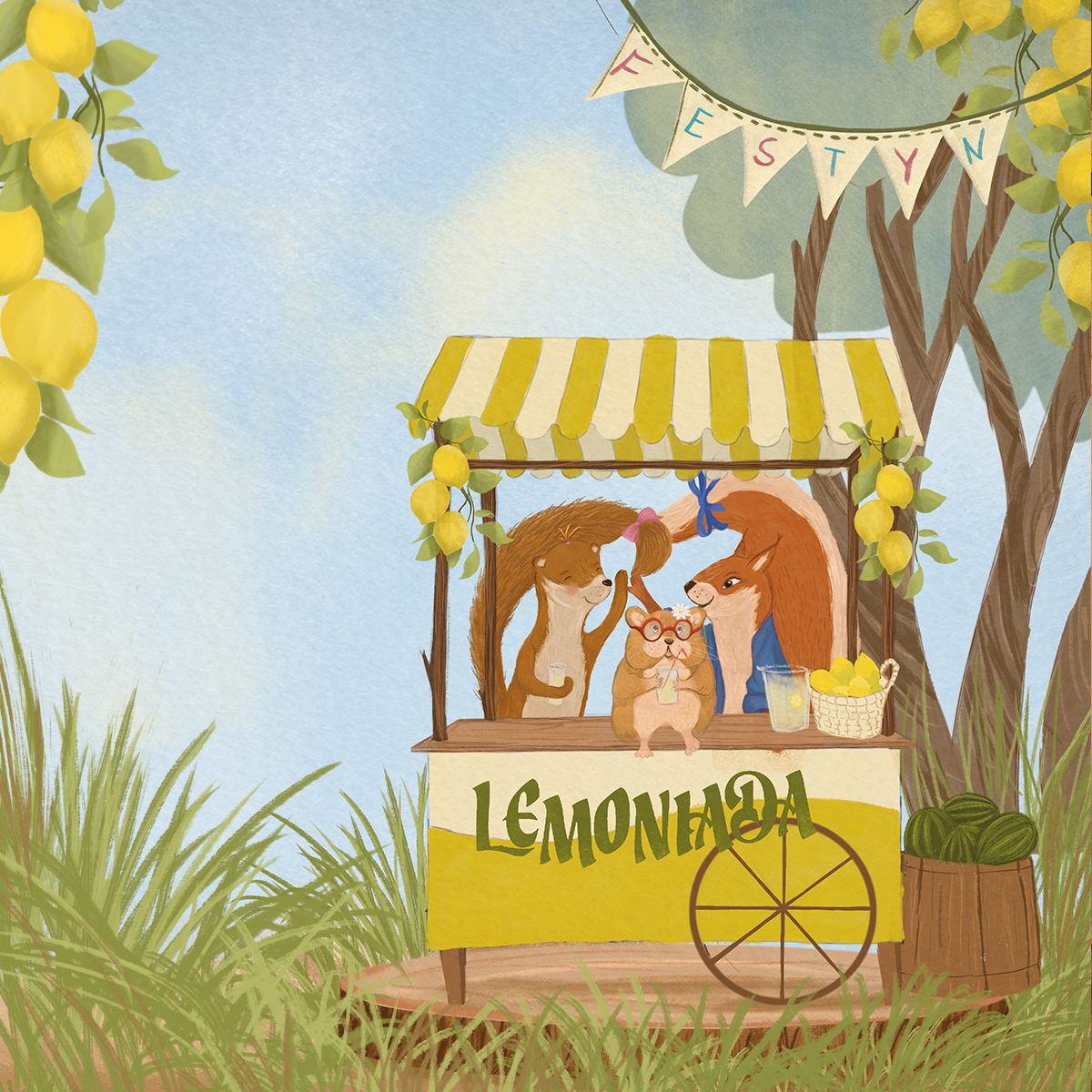 Przyjaźń kredki i robaki - stoisko z lemoniadą