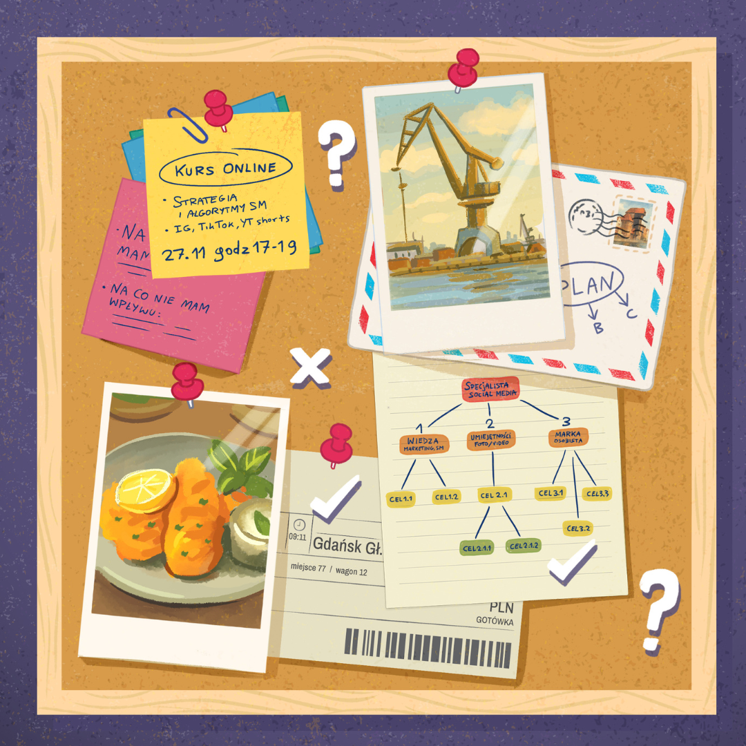 ilustracja tablicy korkowej